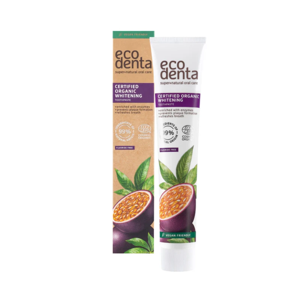 Ecodenta Organic Whitening - fluorfri tandkräm med passionsfrukt, aloe vera & xylitol