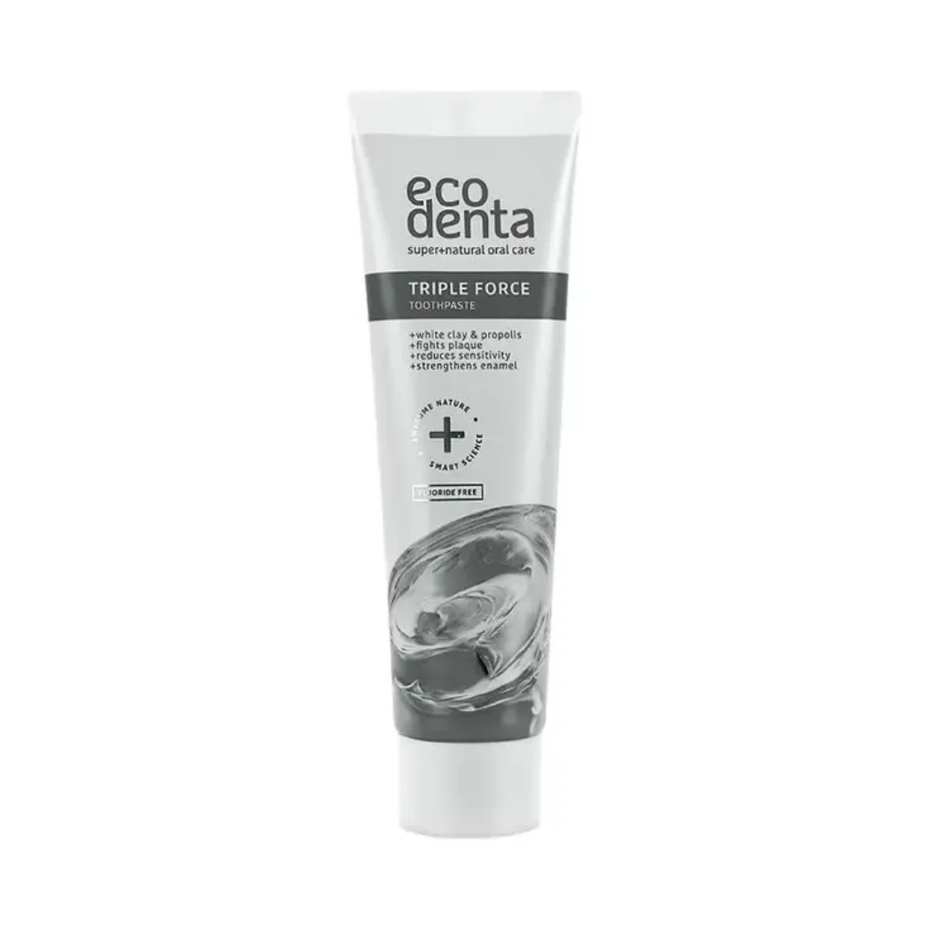 Ecodenta Triple Force fluorfri tandkräm - med vit lera och propolis 