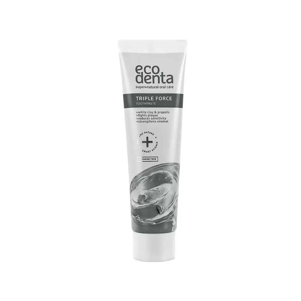Ecodenta Triple Force fluorfri tandkräm - med vit lera och propolis 
