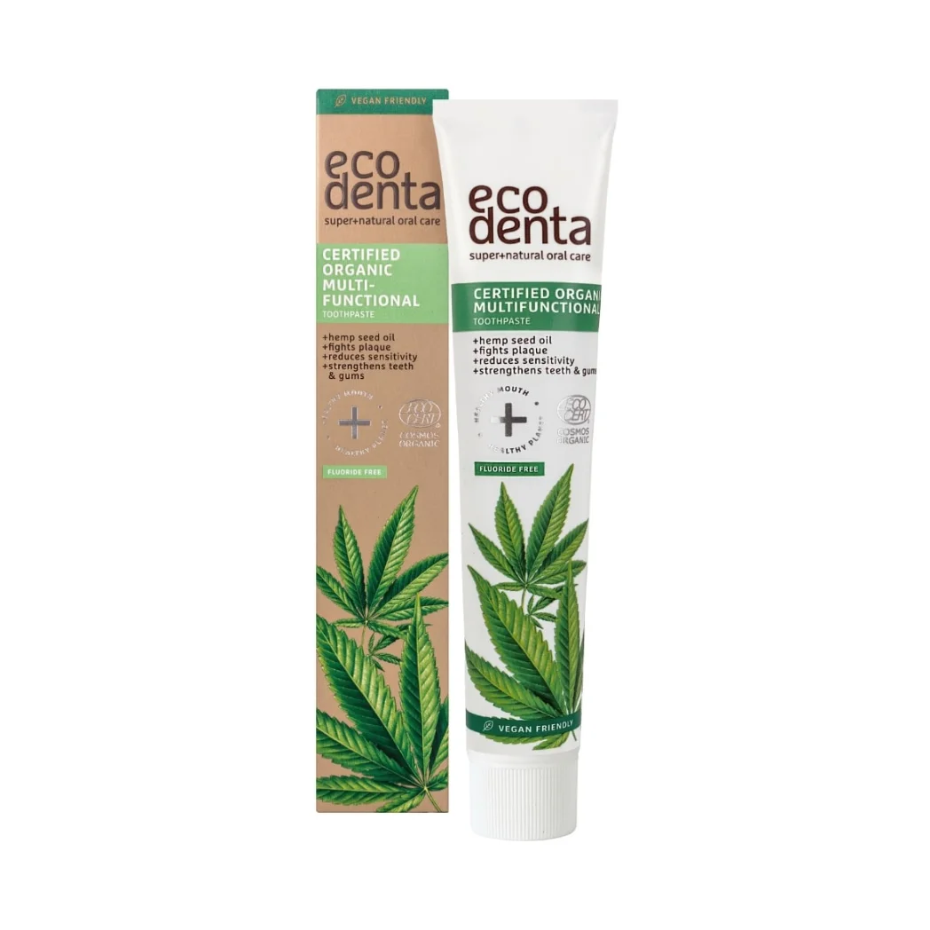 Ecodenta Organic – Fluorfri Tandkräm med hampa, aloe vera och pepparmint - 75ml